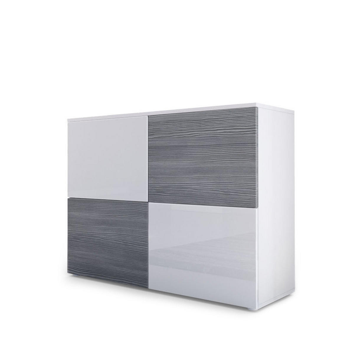 KOMMODE Rova Weiß Hochglanz / Avola-Anthrazit - Weiß Hochglanz/Anthrazit, Holzwerkstoff (92/72/35cm) - Vladon