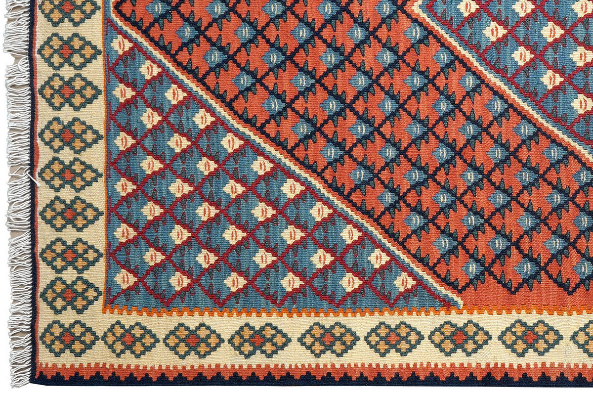 HANDWEBTEPPICH Kelim Senneh Rot 157/107 cm Schurwolle - Rot, Textil (107/157cm) - Looma