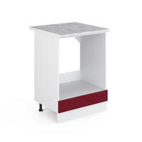 UNTERSCHRANK R-Line Bordeaux Hochglanz 60 cm mit Großnische mit Arbeitsplatte - Bordeaux/Weiß, Holzwerkstoff (60/81.6/60cm) - Vicco