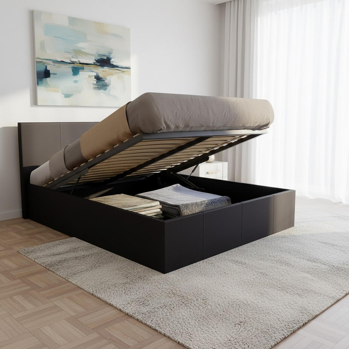 BETT BARCELONA 160x200 - Schwarz - Schwarz, Holzwerkstoff (160/200cm) - Weber Industries