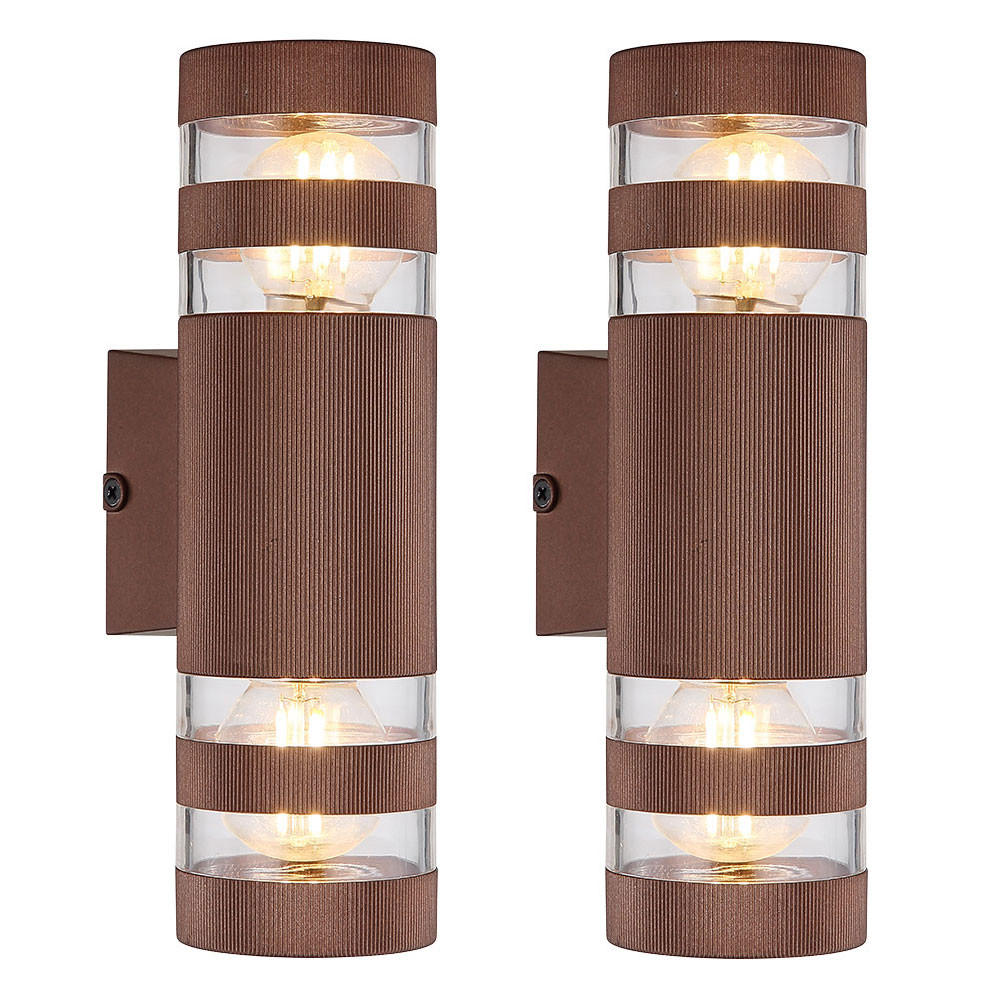 WANDLEUCHTE Glas Bronze 2 flammig, 2er Set - Bronzefarben, Glas (6.5/22/6.5cm) - Globo Lighting