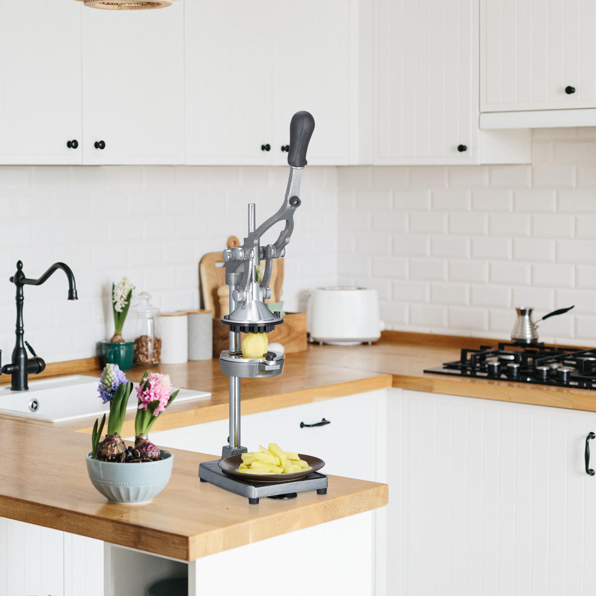 SAFTPRESSE - Silberfarben, Kunststoff/Metall (17.5/47.5/40.5cm) - Relaxdays