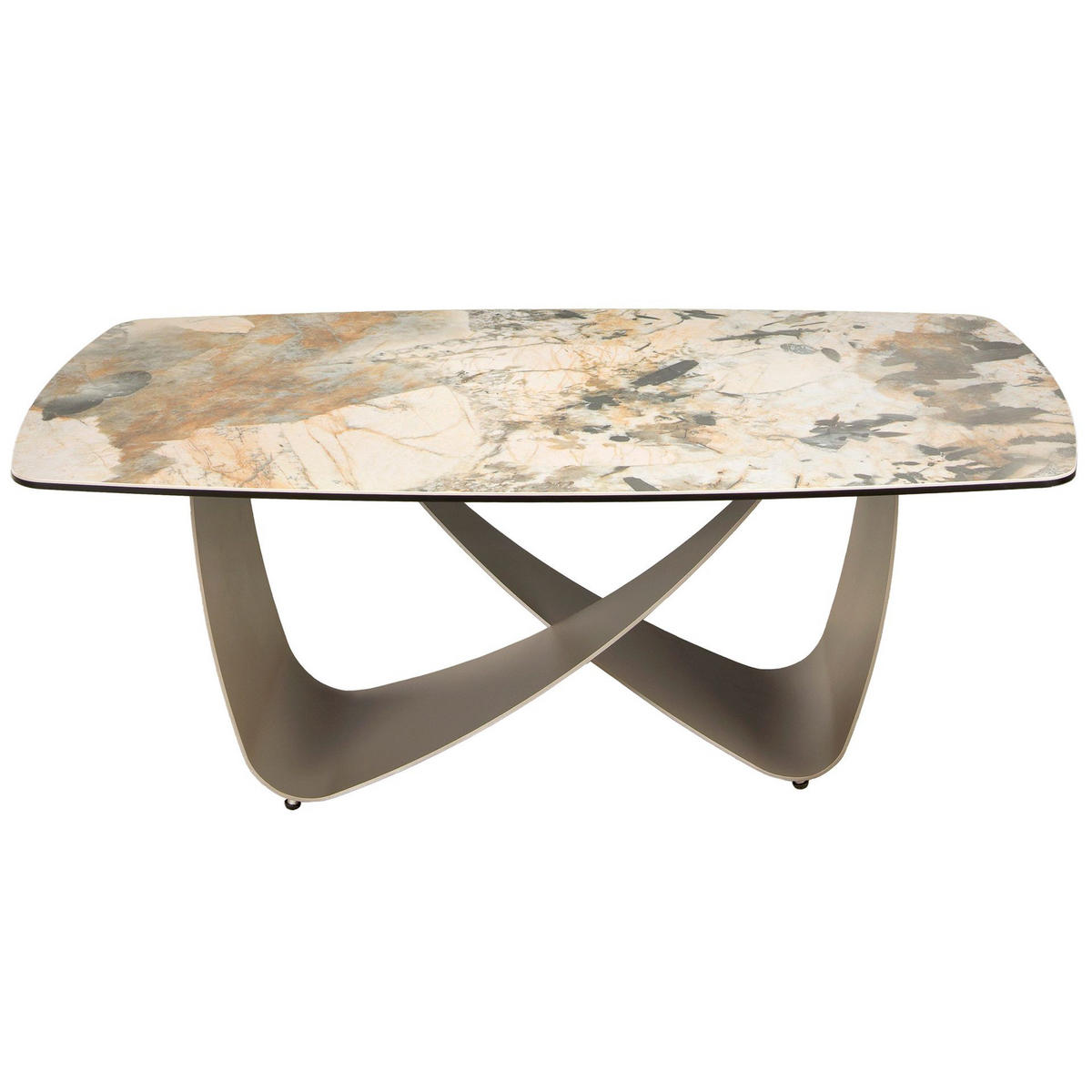 COUCHTISCH oval Beige Braun Taupé 120/70/43 cm - Beige, Keramik/Metall (70/120/43cm) - ANGEL CERDA