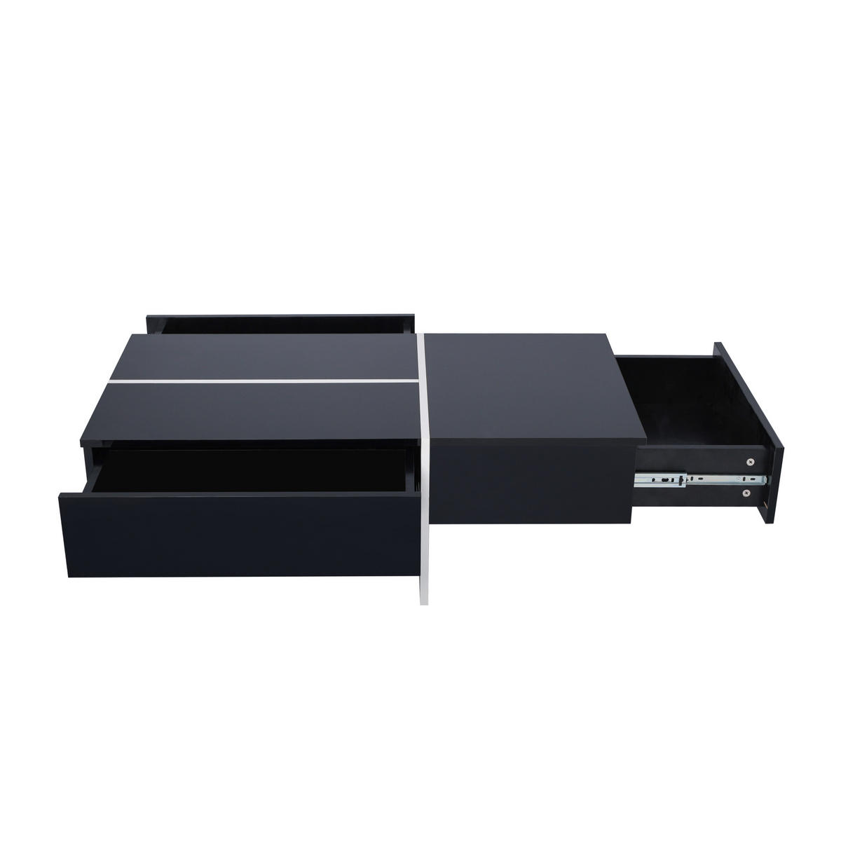 COUCHTISCH 100/50/34.5 cm schwarz aus Spanplatte mit LED-Beleuchtung und 3 Schubladen - Schwarz, Holzwerkstoff (100/50/34.5cm) - OKMYHOME