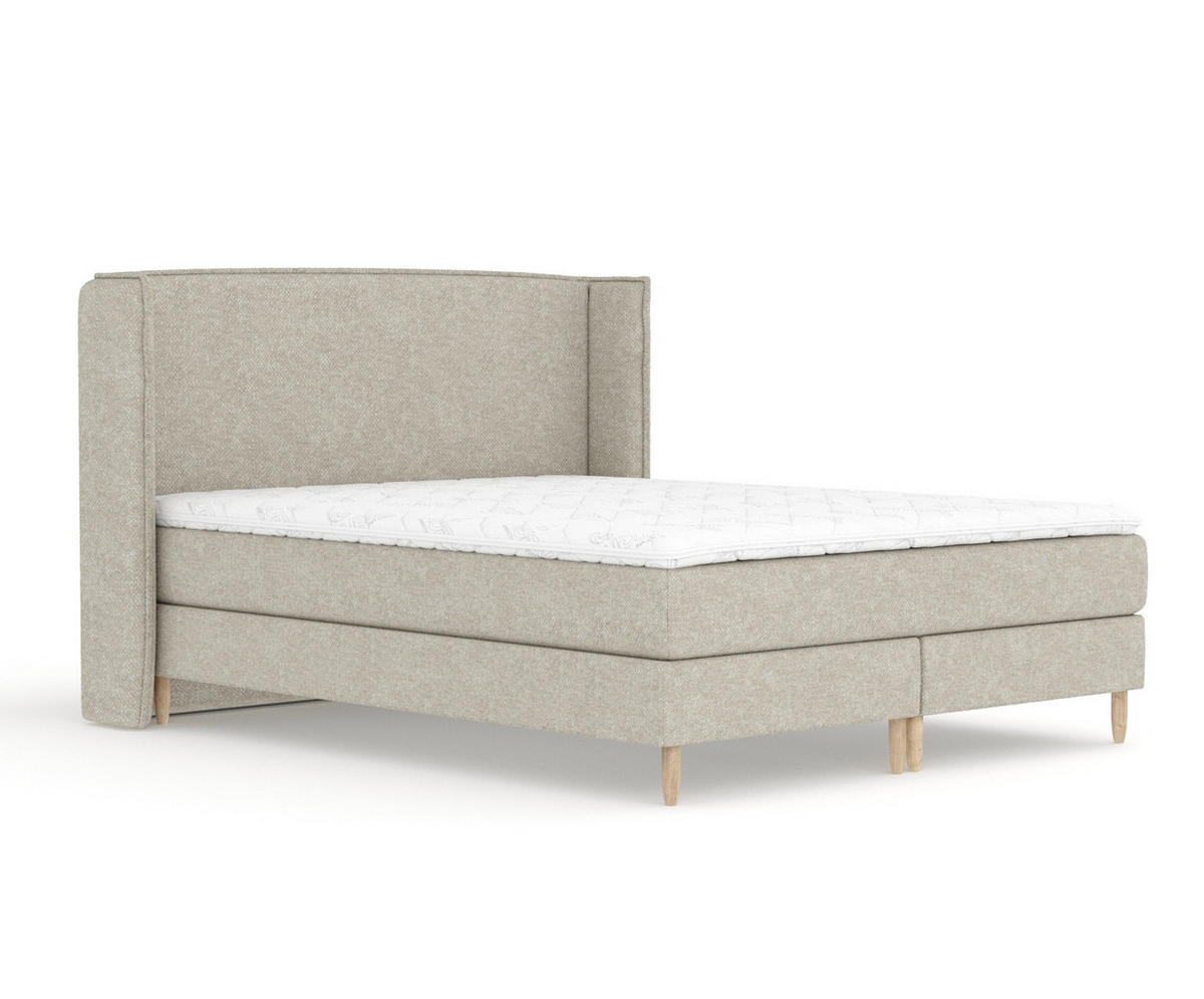 KONTINENTALBETT Ardis Beige Grau 160/200 cm mit Matratze und Topper - Beige/Naturfarben, Holz/Holzwerkstoff (160/200cm) - Maison de Reve