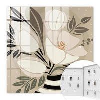 SCHLÜSSELBOX Weiß 30x30 cm – Türöffnung nach rechts - Floraler Minimalismus - Beige, Metall (30/30/5cm) - TULUP