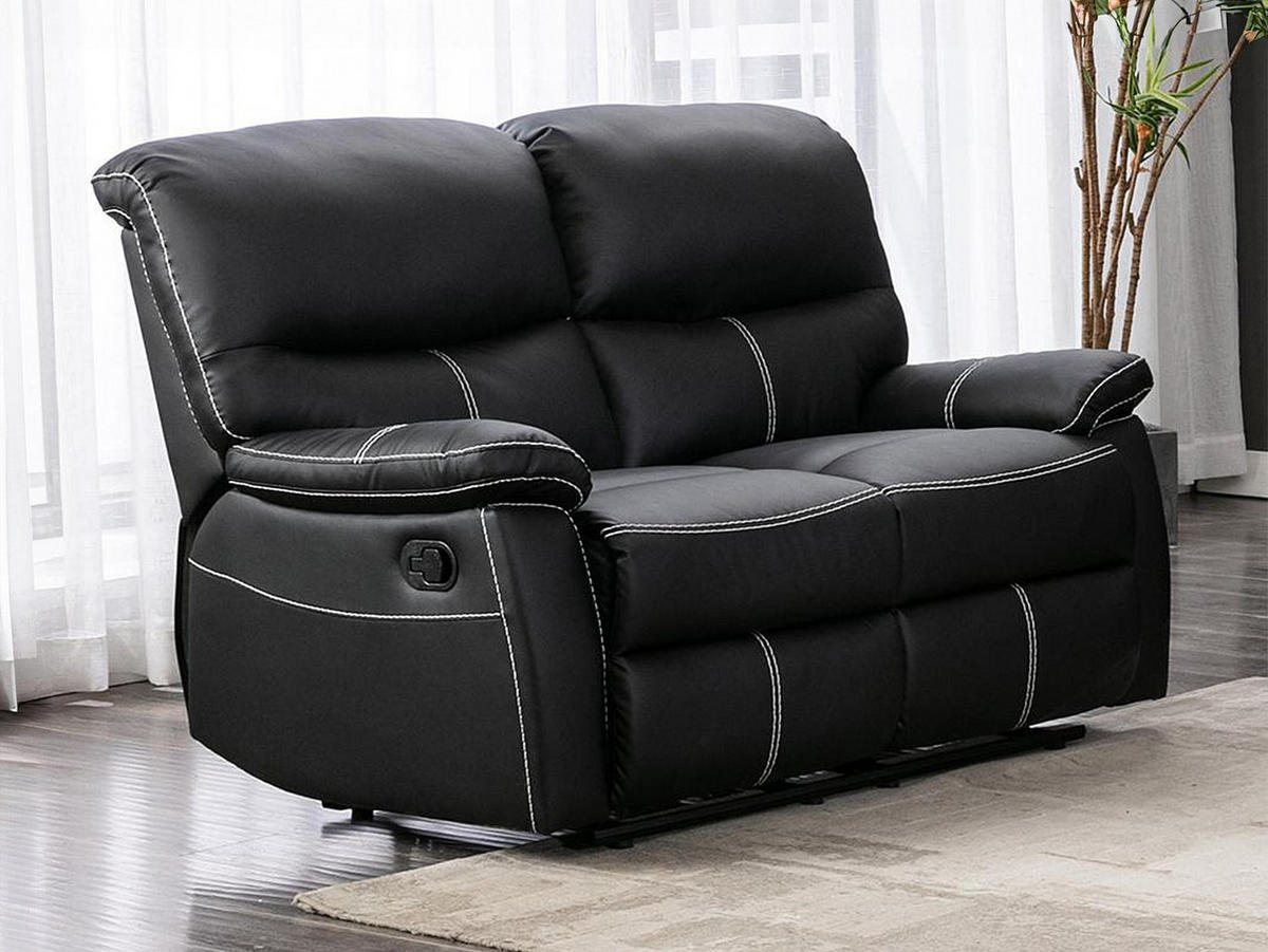 RELAXSOFA - 2 Personen - kunstleder - schwarz Canby - Schwarz, Leder (133/95/90cm) - Vente-Unique