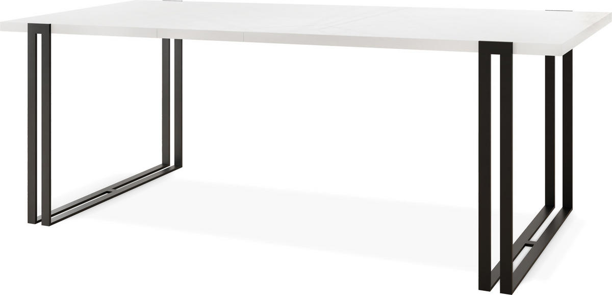 ESSTISCH Marco rechteckig ausziehbar, Weiß 160-260/90/76 cm - Schwarz/Weiß, Holzwerkstoff/Metall (90/260/76cm) - WFL GROUP