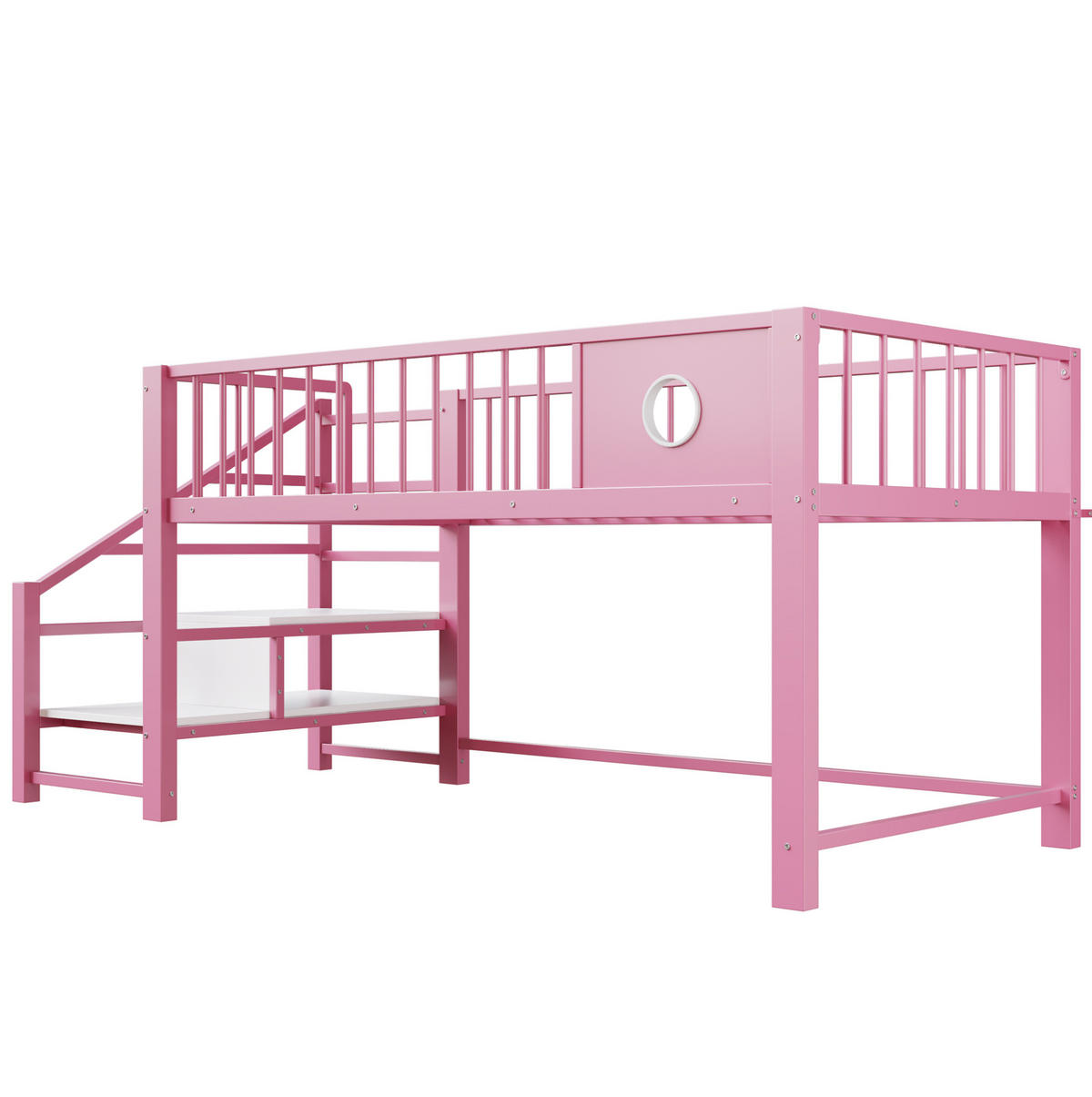 KINDERHBETT 90/200 cm mit Stauraumleiter und Metallgestell, Rosa - Rosa, Metall (90/200cm) - Redom