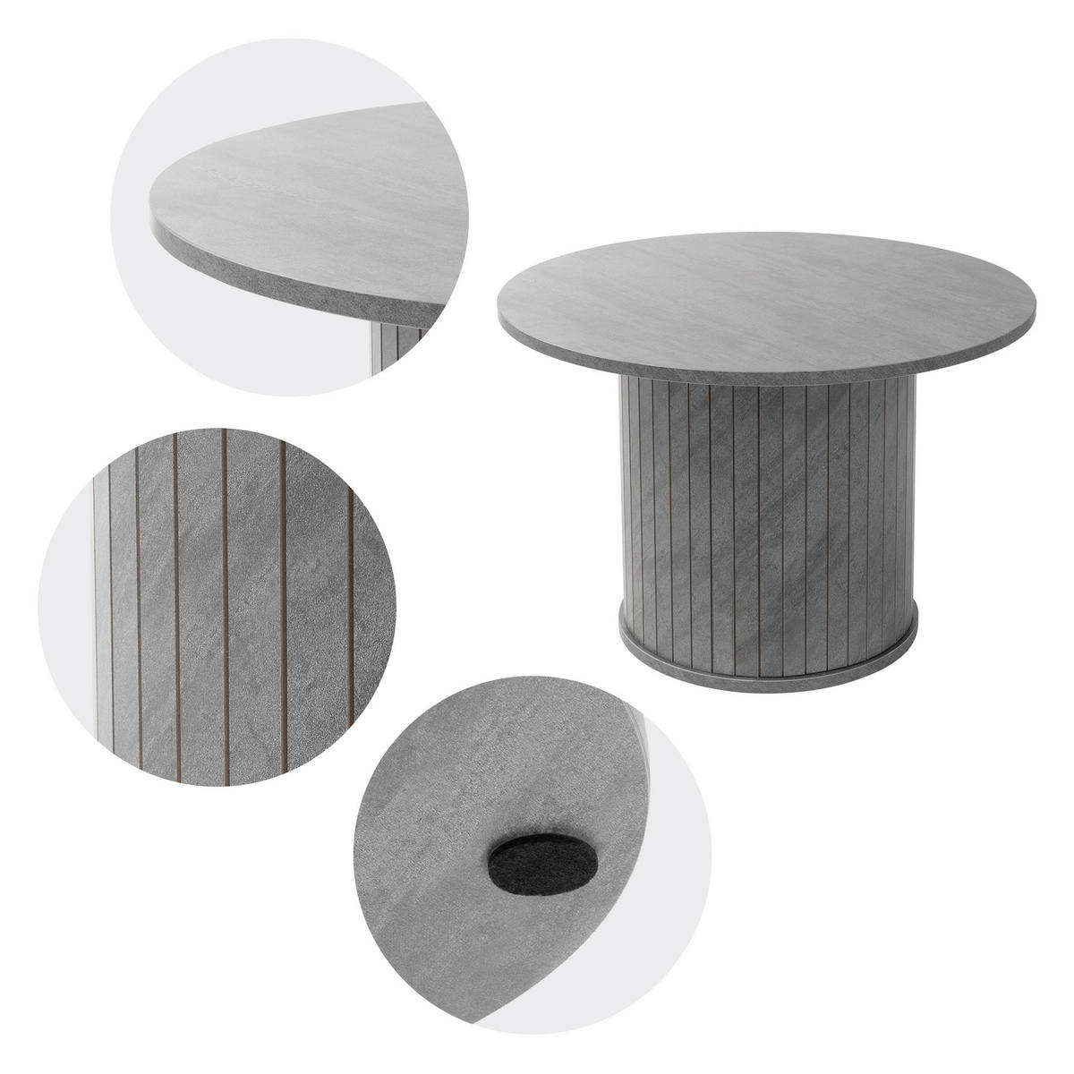 COUCHTISCH rund Ø60 x 40 cm Beton-Optik Grau - Grau, Holz (60/60/40cm) - ML-DESIGN