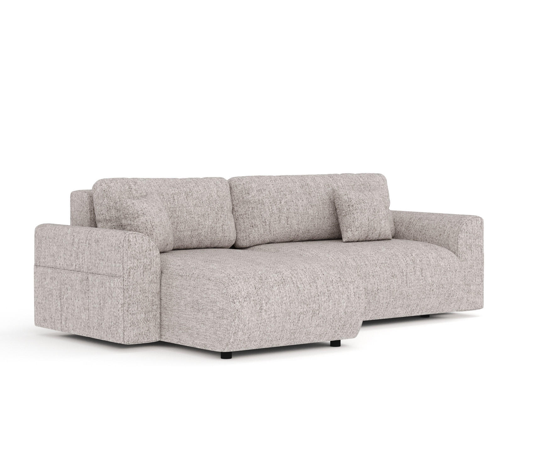 ECKSOFA MIT SCHLAFFUNKTION Bodega Hellbraun Webstoff - Hellbraun/Schwarz, Holz/Holzwerkstoff (235/138cm) - Maison de Reve