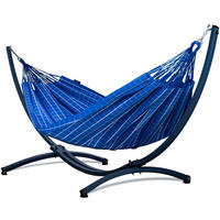 HÄNGEMATTE mit Gestell, 2 Personen, XXL, 200 kg, Metall, Catargo Blau, einfache Montage - Blau, Metall (370/130/120cm) - Potenza