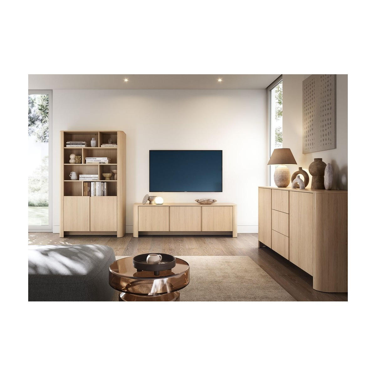 WOHNZIMMER Set 3-tlg. – BARI – Eichefarben - Eichefarben, Holzwerkstoff (103/160/39cm) - hi-markt