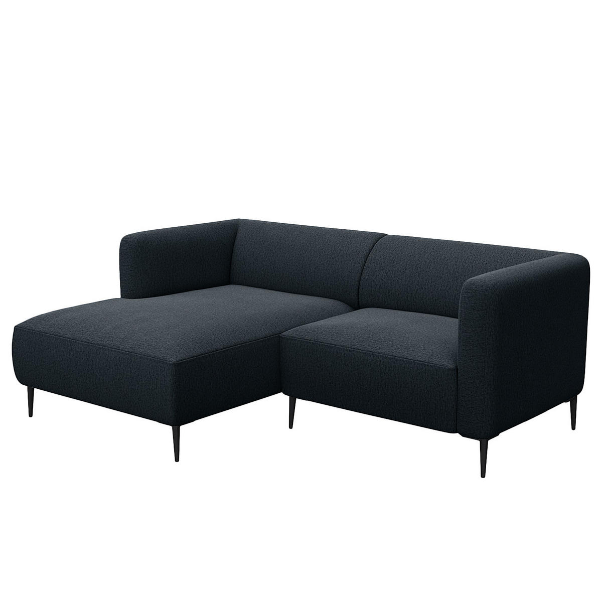 1,5-SITZER ECKSOFA mit Longchair - Schwarz/Grau, Textil/Metall (211/148cm) - home24