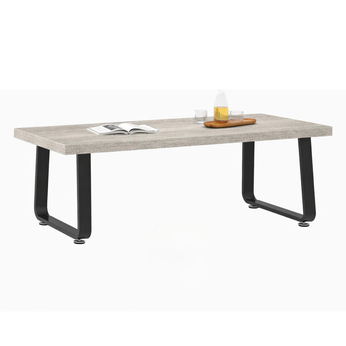 COUCHTISCH Modern Holz Metall 100 x 55 x 46,5 cm Wohnzimmertisch - Hellgrau, Holzwerkstoff/Metall (55/100/46.5cm) - Quality Elegance