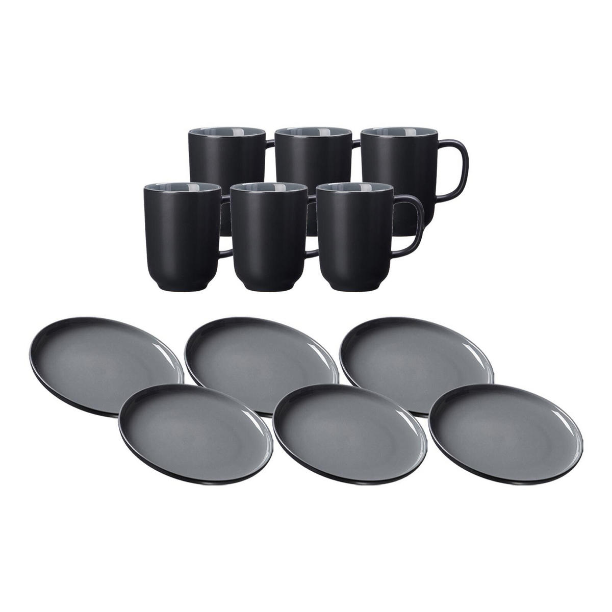 KAFFEESERVICE Jasper schwarz 12er Set - Schwarz, Keramik (1/1/1cm) - Ritzenhoff Breker