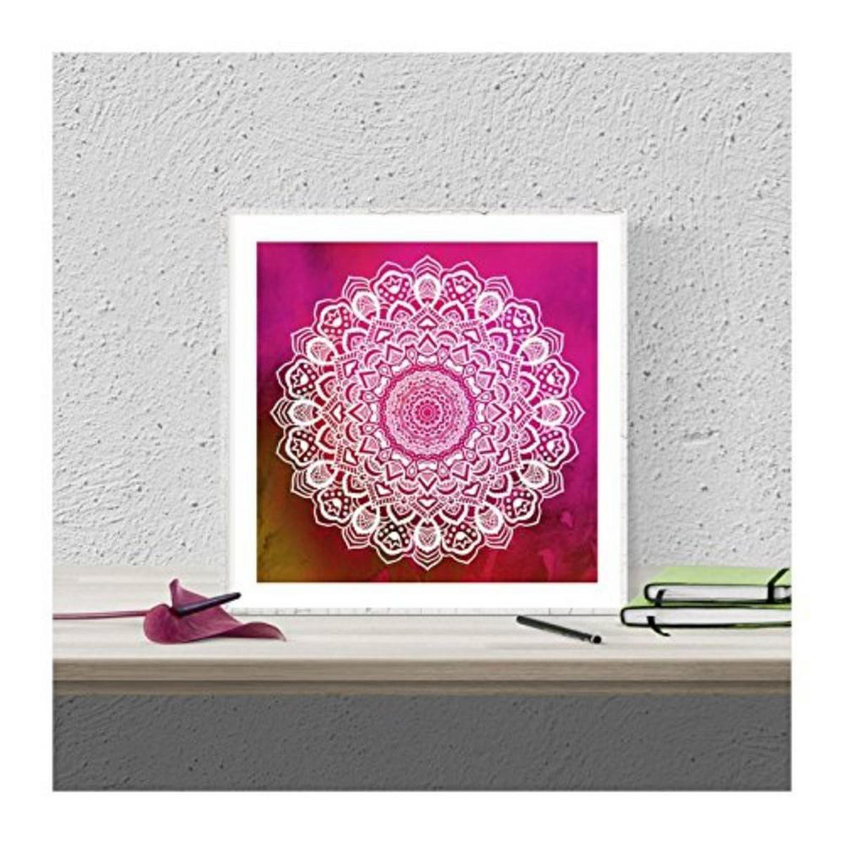 POSTER Set mit 4 Mandalas Blendung 20x20cm Schwarzer Rahmen - Schwarz, Papier (20/3cm) - Nacnic