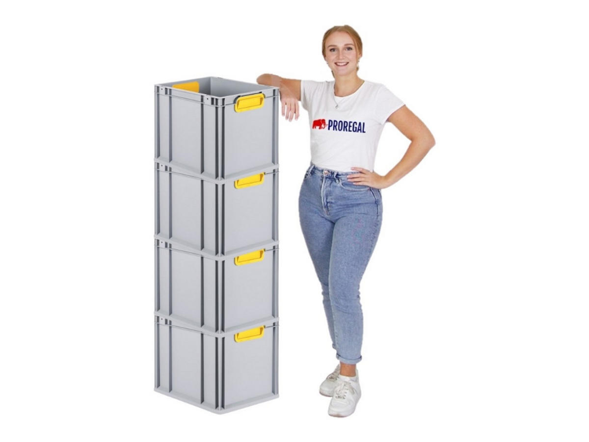 EUROBOX 4x Nextgen Color 32x30x40cm 30 Liter Griffe Gelb Geschlossen - Gelb, Kunststoff (30/32/40cm) - PROREGAL