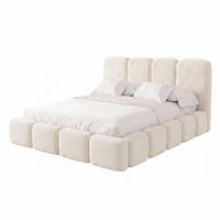 POLSTERBETT SUENO MAXI 160x200 cm in Creme, gepolstertes Kopfteil, Metalllattenrost, Bettkasten, Bouclé-Stoff - Creme/Naturfarben, Holz/Textil (160/200cm) - Muffo