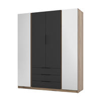 DREHTÜRENSCHRANK CAGLIARI 200/239/61,9cm 4-türig mit Spiegel Goldfarben - Goldfarben/Schwarz, Holzwerkstoff (200/239/61.9cm) - MASSENO