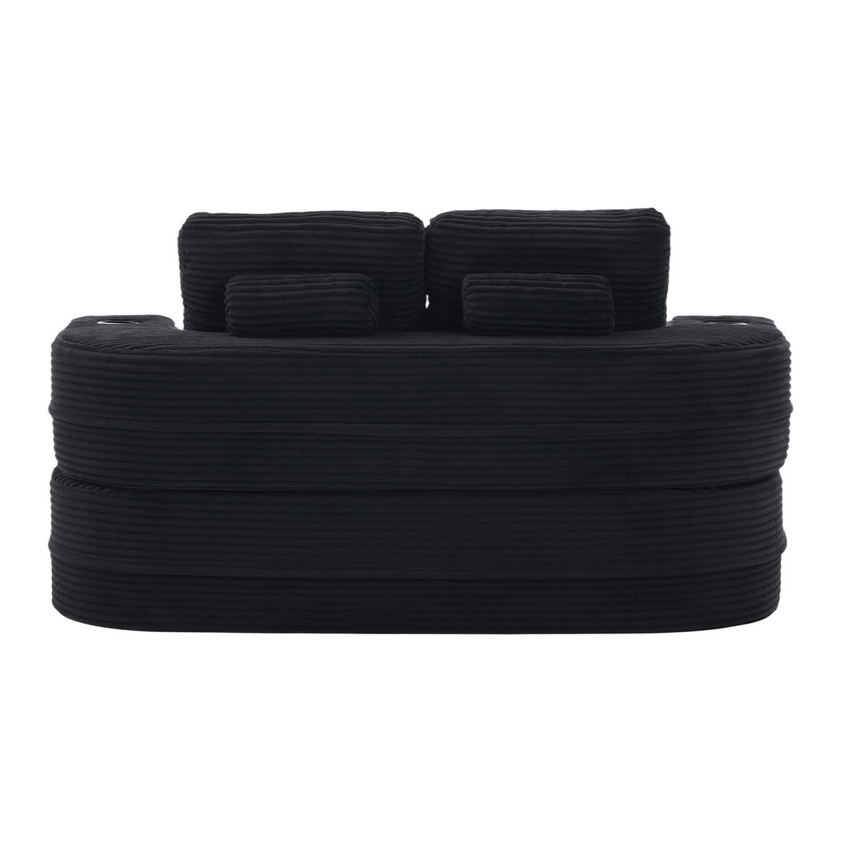 SCHLAFSOFA DE-33608 2-in-1 mit Getränkehaltern und tiefer Sitzfläche Schwarz - Schwarz, Textil (165/61/97cm) - ComfortXL