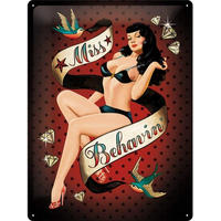 BLECHSCHILD 30/40 cm Miss Behavin' - Multicolor, Metall (30/40/0.2cm) - Nostalgic-Art