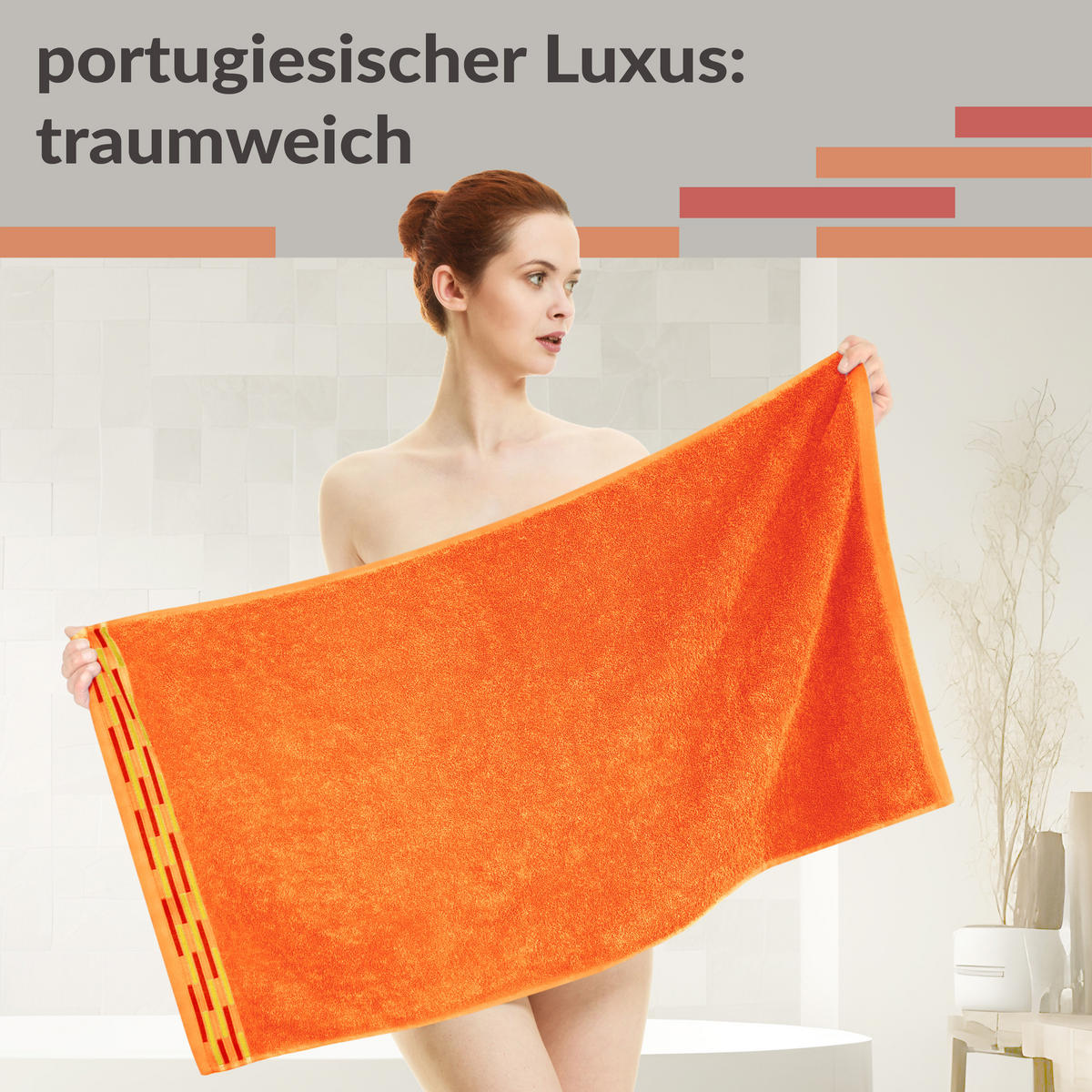 HANDTUCH Lugano Orange 2er 50x100 cm - Orange, Textil (50/100cm) - Lashuma