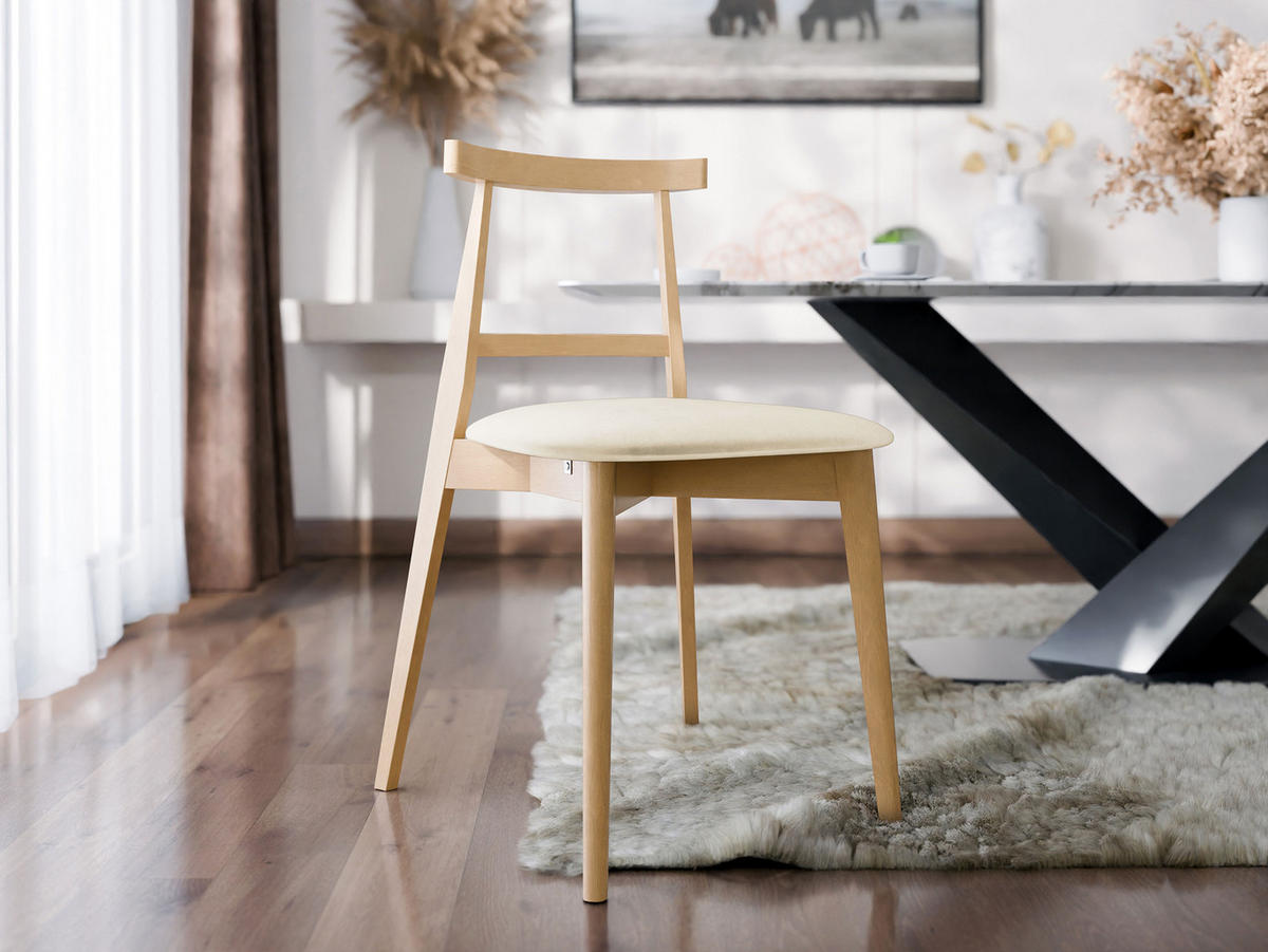WOHNZIMMER STUHL KT71, Holzfarbe: Buche - Buchefarben/Naturfarben, Holz/Textil (48/75/54cm) - MIRJAN24