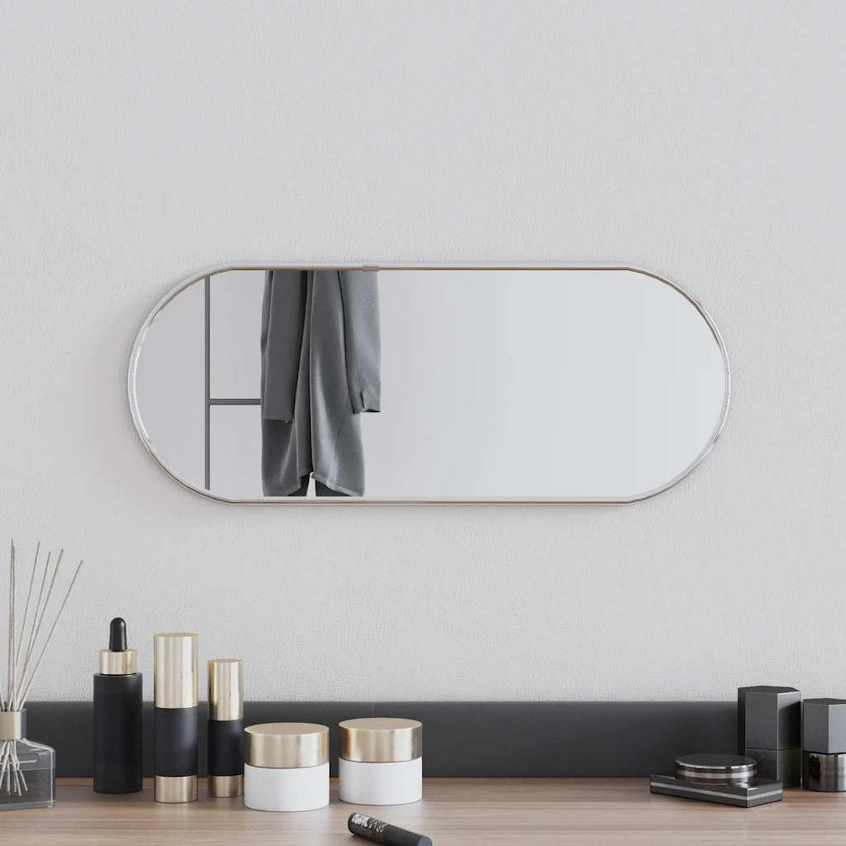 WANDSPIEGEL Silbern 50x20 cm Oval - Silberfarben, Glas (20/50/1cm) - furnicato