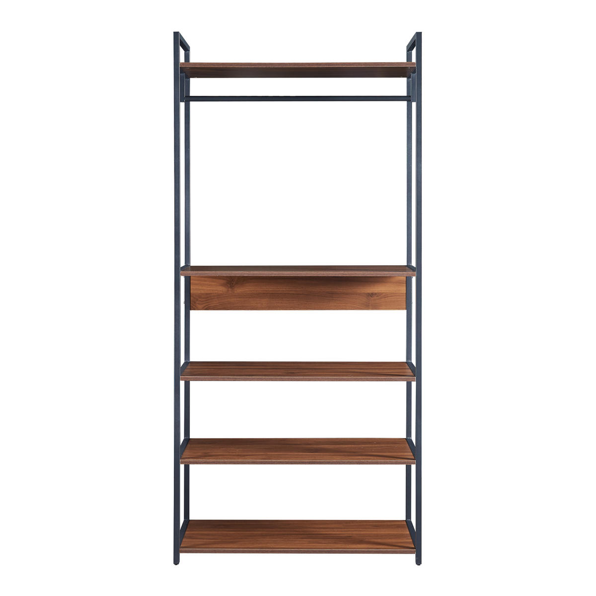 GARDEROBENSTÄNDER Larem - Walnussfarben/Schwarz, Holzwerkstoff/Metall (84/180/40cm) - [en.casa]
