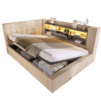 POLSTERBETT 140/190 cm Beige mit Stauraum, LED-Beleuchtung und USB-Anschlüssen - Beige, Textil (140/190cm) - Flora Grace