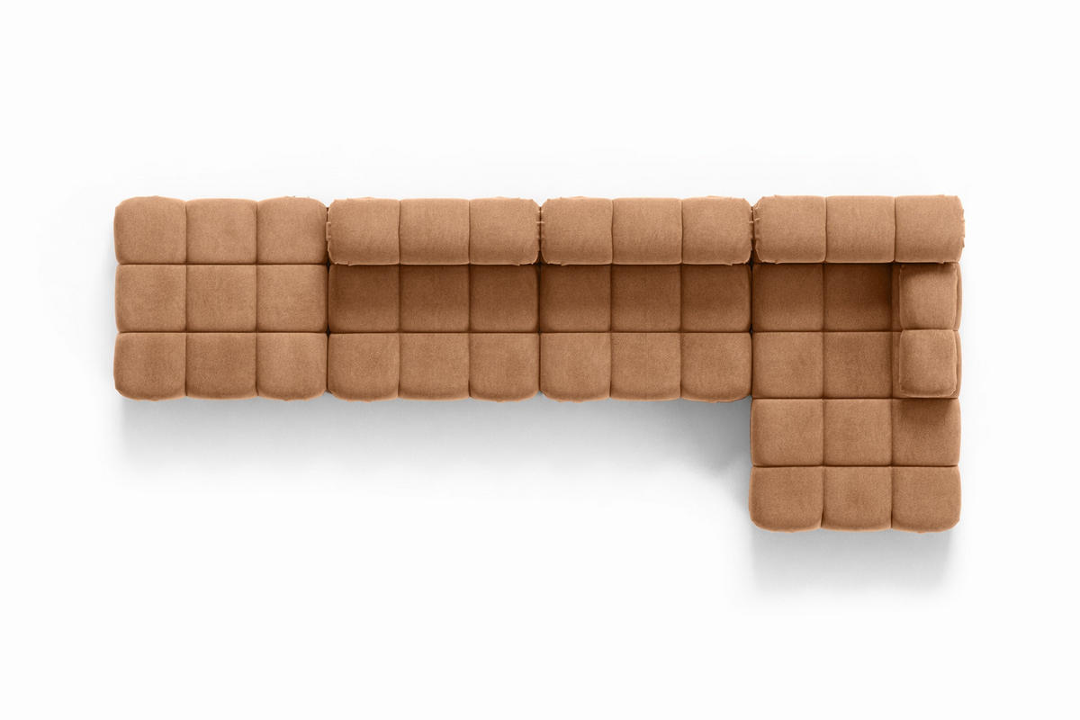 ECKSOFA L-Form XL, Stoff Velours Salvador, Dunkelbeige, Rechts, Selia L XL - Beige, Holz (380/160cm) - Kaiser Möbel