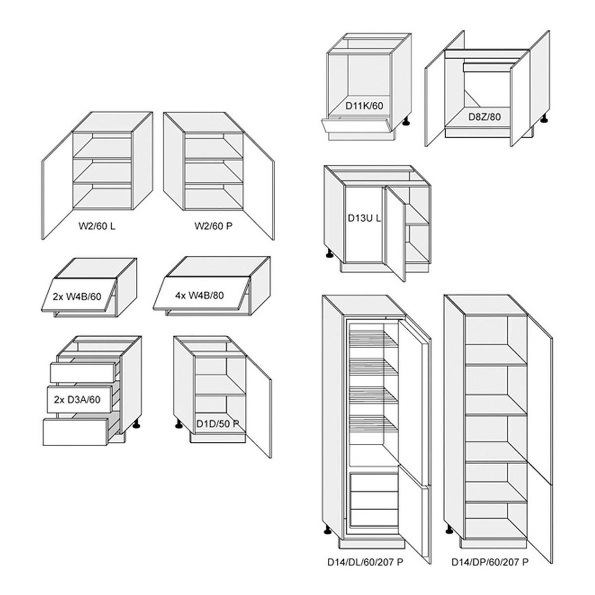 WINKELKÜCHE Avellino eiche artisan / Acryl weiß matt & Acryl stone grey matt 16-teilig - Braun/Grau, Holzwerkstoff (290/243/305cm) - Feldmann-Wohnen