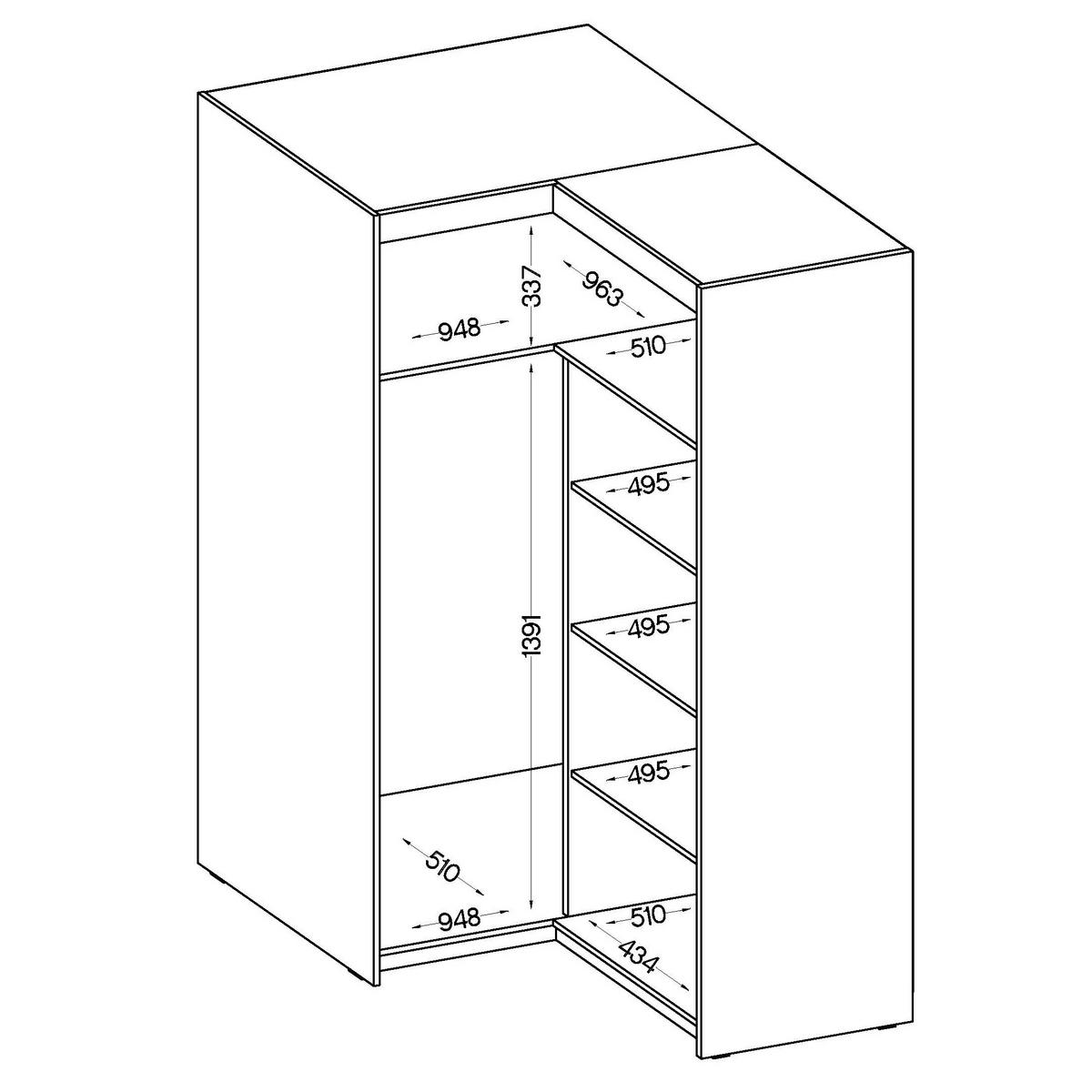 DREHTÜRENSCHRANK ELENORA 97,8/190,5/97,8cm 2-türig Sonoma Eiche - Sonoma Eiche, Holzwerkstoff (97.8/190.5/97.8cm) - MASSENO