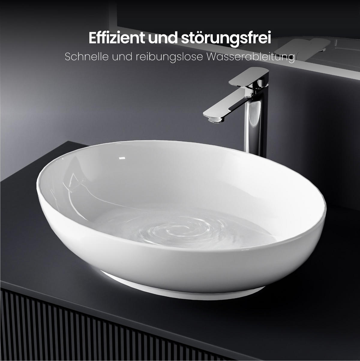 WASCHBECKEN Oval Keramik Weiß Glänzend 52 / 39,5 / 13 cm - Weiß, Keramik (39.5/13/52cm) - EMKE