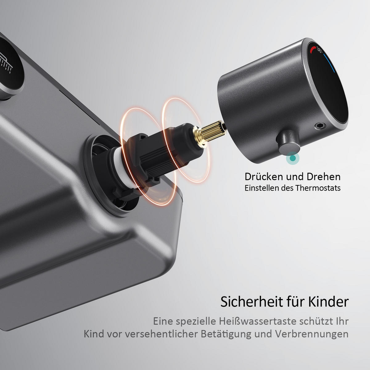 ÜBERKOPFBRAUSESET mit Armatur Thermostat und Ablage Anthrazit - Anthrazit, Metall (36/106.6/48.7cm) - EMKE
