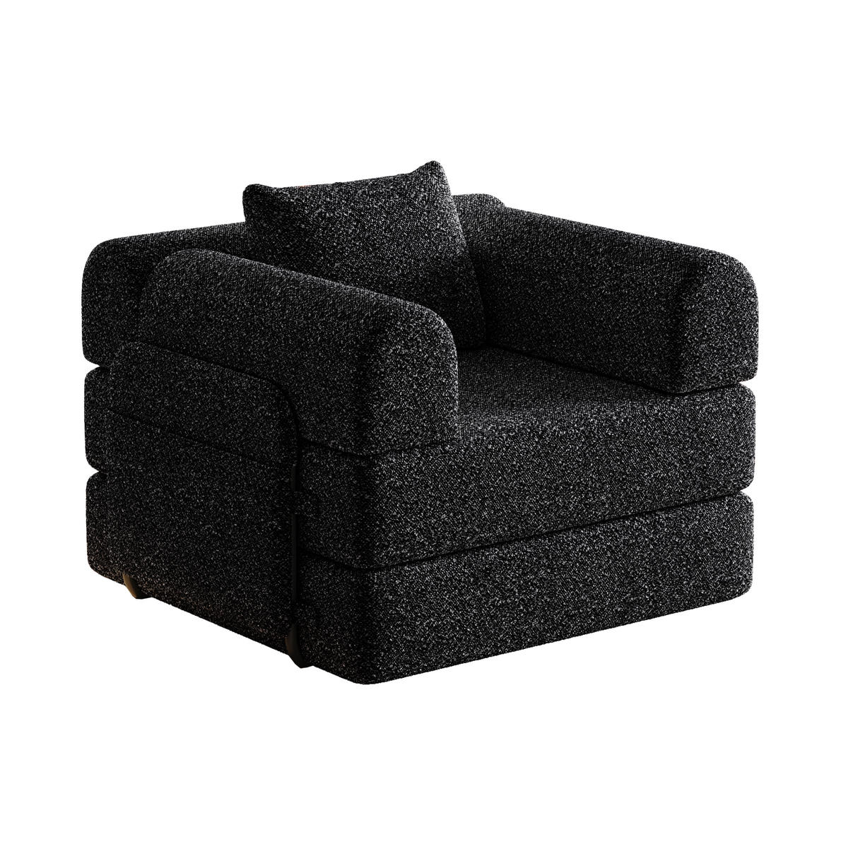 SCHLAFSOFA aus Chenille Schwarz 2-in-1 mit Armlehnen-Ablagefach und Stahlrahmen - Schwarz, Textil (94/49.5/181.6cm) - Modfu