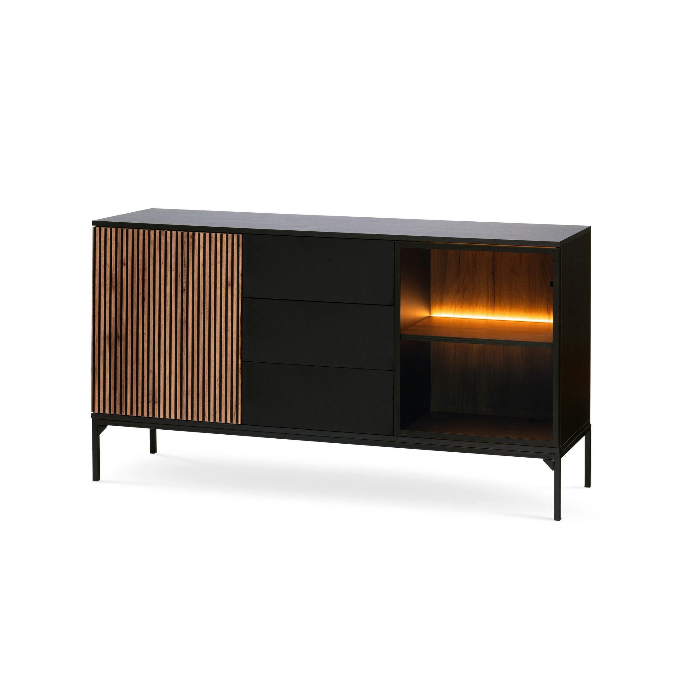 Pillovely Kommode Schwarz 154x83x39 cm