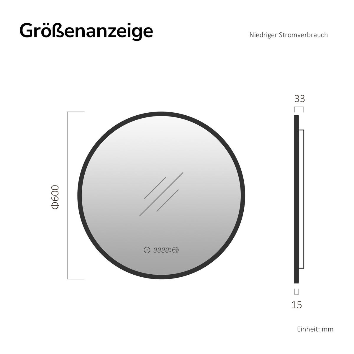 BADSPIEGEL Rund mit Beleuchtung Gold ф70 cm - Goldfarben, Glas (70/3.1/70cm) - EMKE