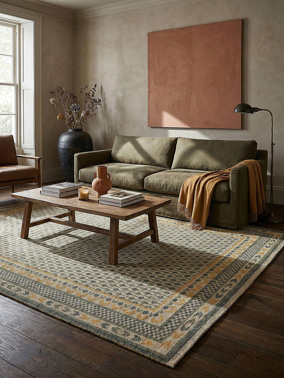 JUTETEPPICH CAM, im Boho-Stil, Grün-Gelb, 120 x 170 cm - Grün, Textil (120/170cm) - KADIMA DESIGN