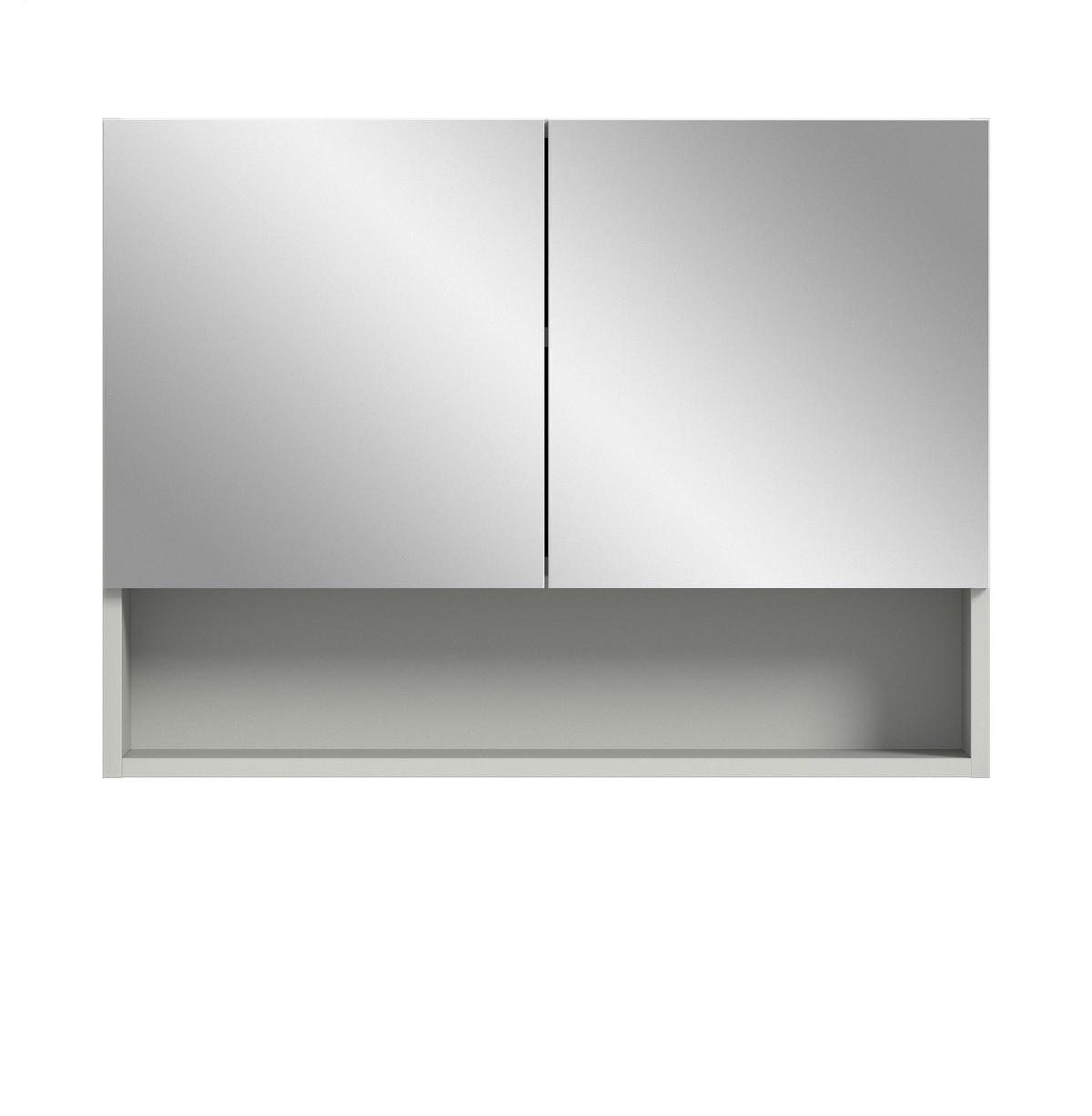 SPIEGELSCHRANK grau 74 cm, Badschrank 2-türig mit Soft-Close - Grau, Glas/Holzwerkstoff (74/55/17cm) - Inn.Furn