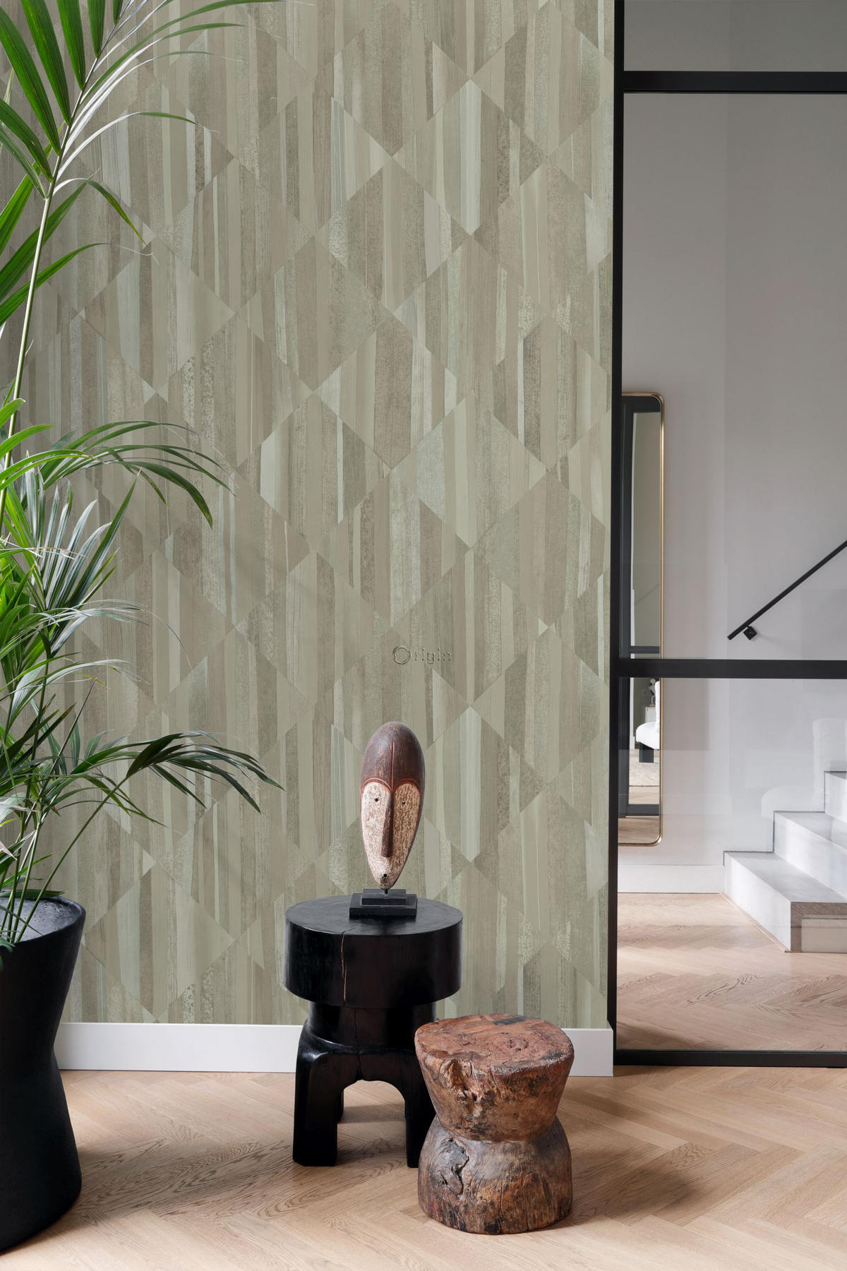 FOTOTAPETE 3D Holzoptik 150 x 279 cm - Grau, Papier (150/279cm) - Origin Wallcoverings