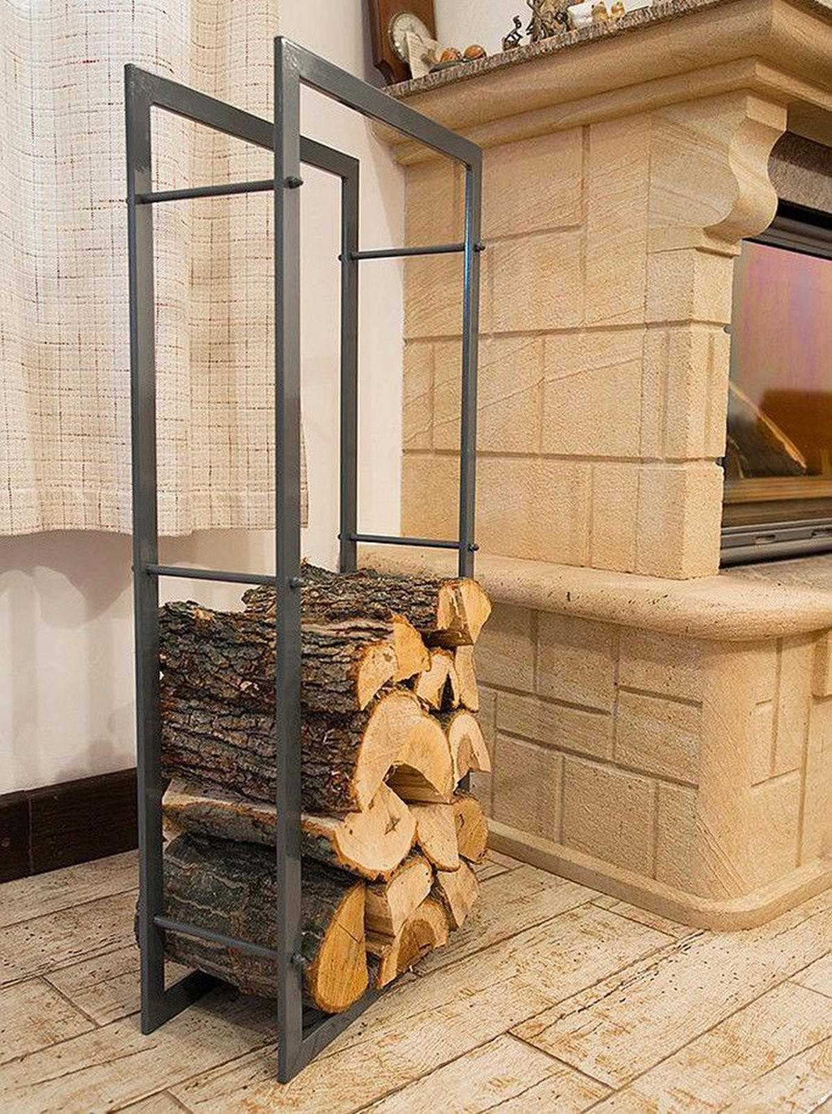 KAMINHOLZREGAL Kaminholzständer 100cm Grau Holzkorb Kaminholzhalter Regal - Grau, Metall (44/100/20cm) - DanDiBo