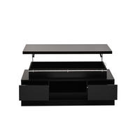 COUCHTISCH höhenverstellbar Schwarz LED 2 Schubladen 100/50/40 cm - Schwarz, Holzwerkstoff (100/50/40cm)