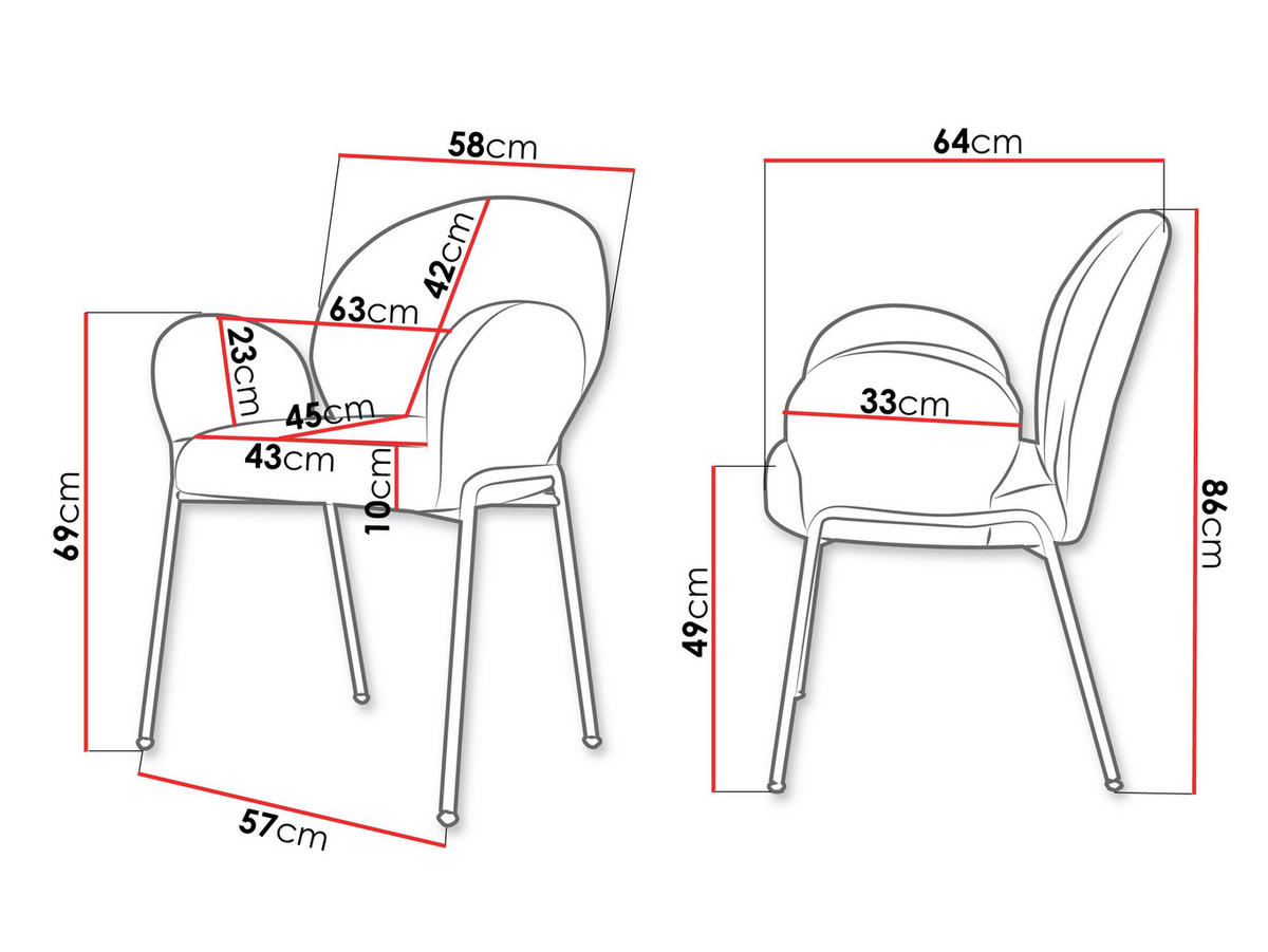 STUHL-SET Muz DC-1261/GL - Goldfarben/Grau, Textil/Metall (63/86/64cm) - MIRJAN24