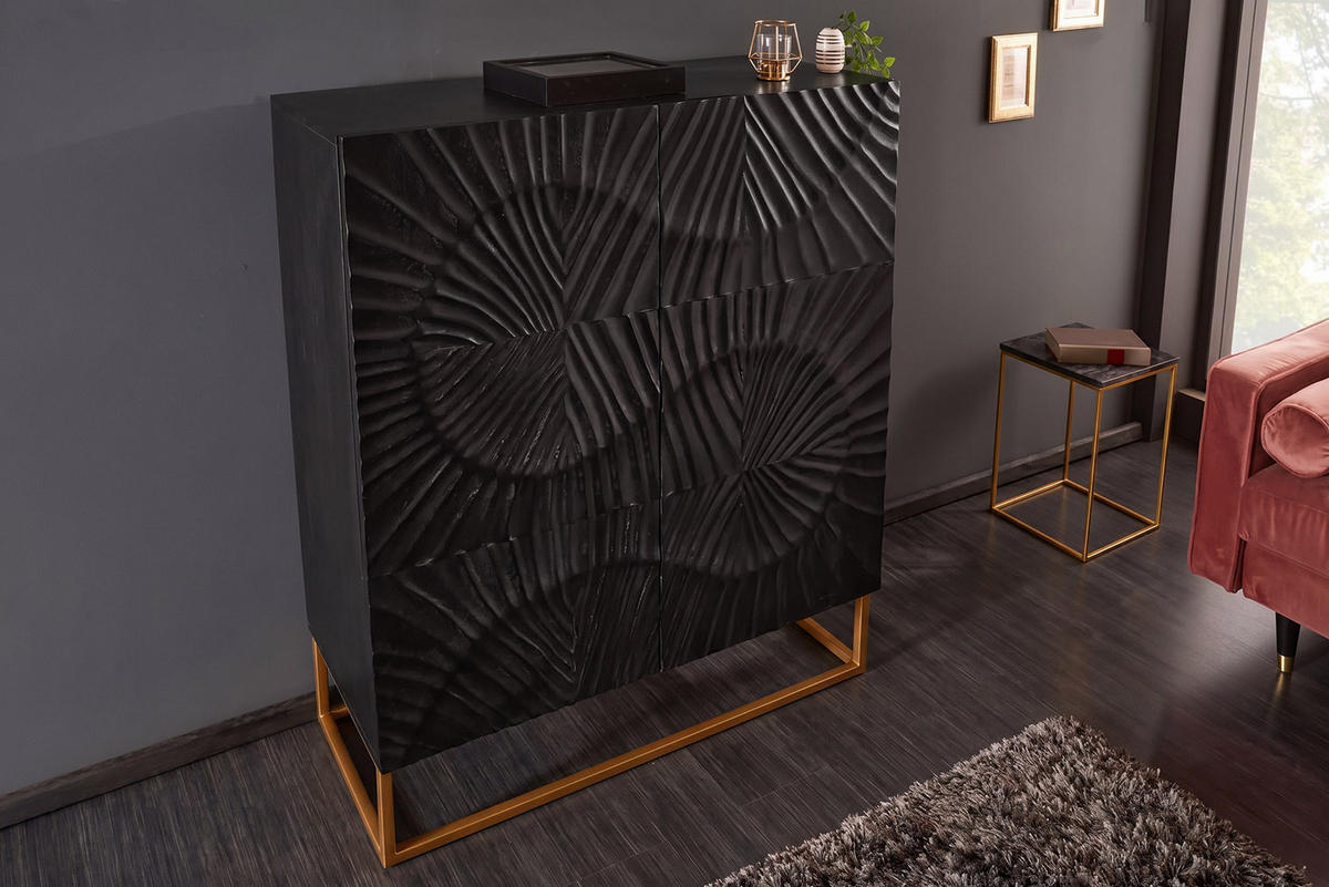 HIGHBOARD SCORPION Mango Schwarz 120 cm - Goldfarben/Schwarz, Holz/Metall (100/120/38cm) - riess-ambiente