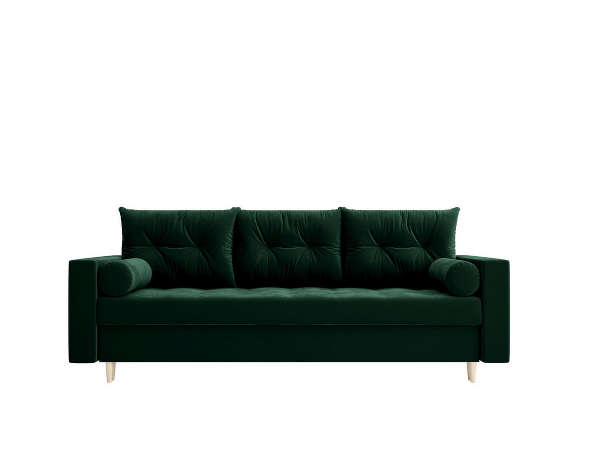 SOFA SKANDI mit Schlaffunktion ITAKA 10 mit Stauraum - Grün, Textil (90/88/232cm) - Bedante