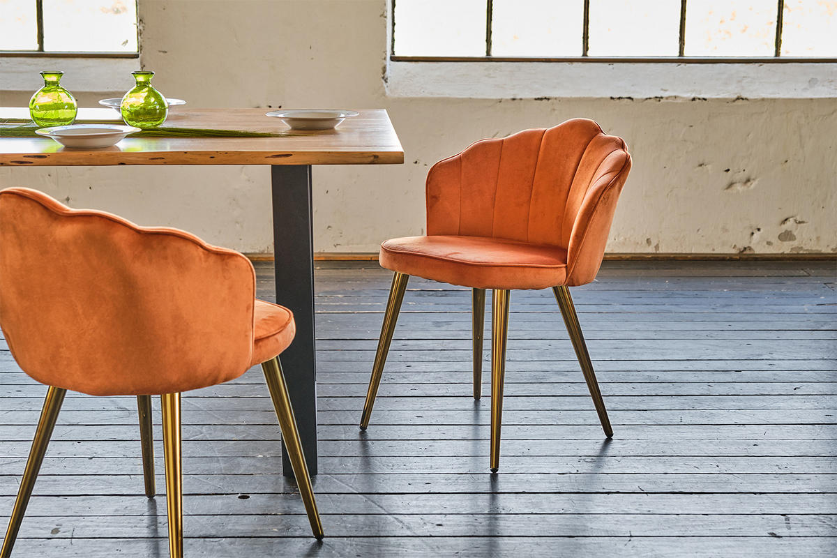 ESSZIMMERSTUHL SALLY Kupfer Velvet - Goldfarben/Kupferfarben, Textil (55/76/57cm) - KAWOLA