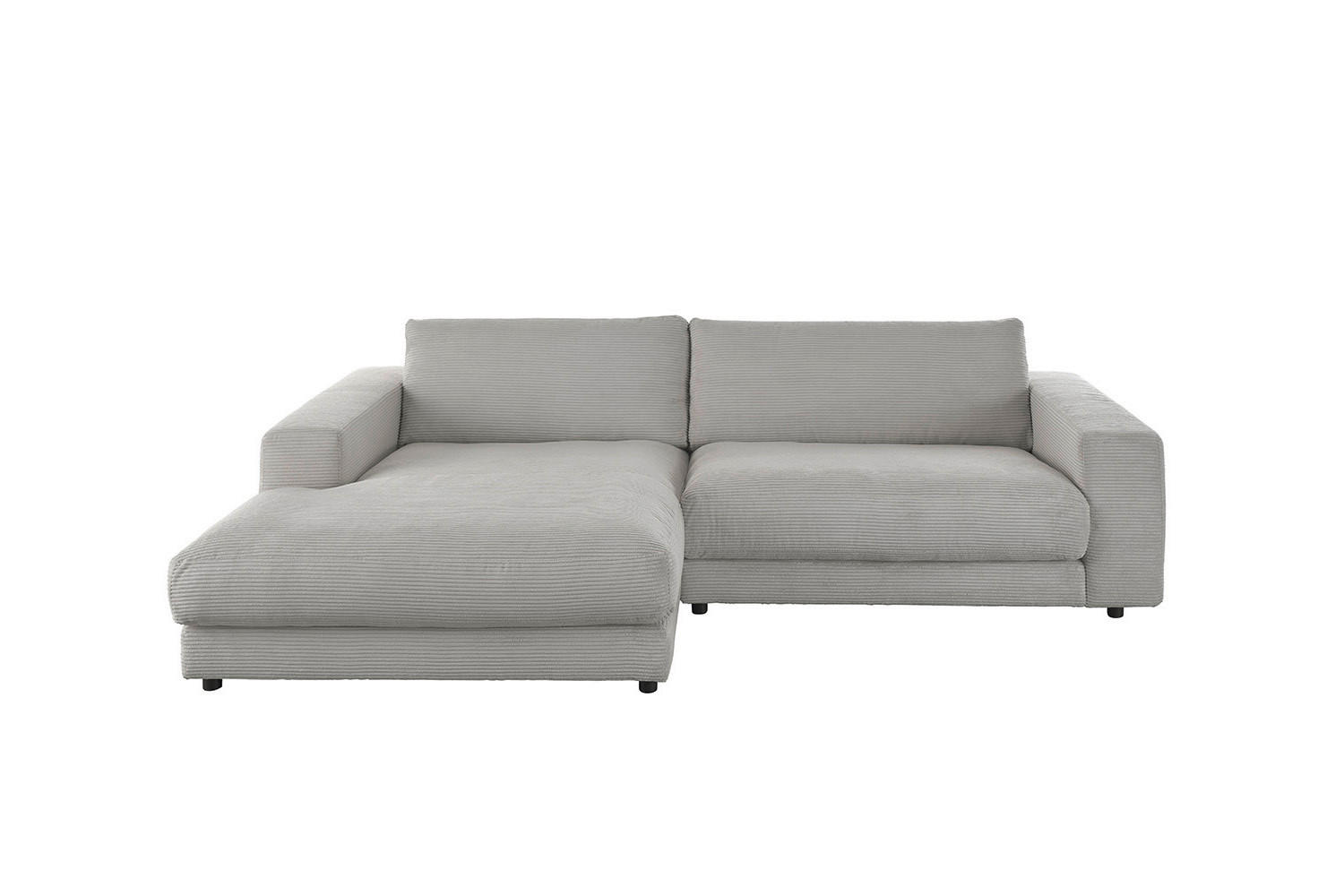 ECKSOFA MADELINE Steingrau Cord - Schwarz/Grau, Kunststoff/Textil (270/190cm) - KAWOLA