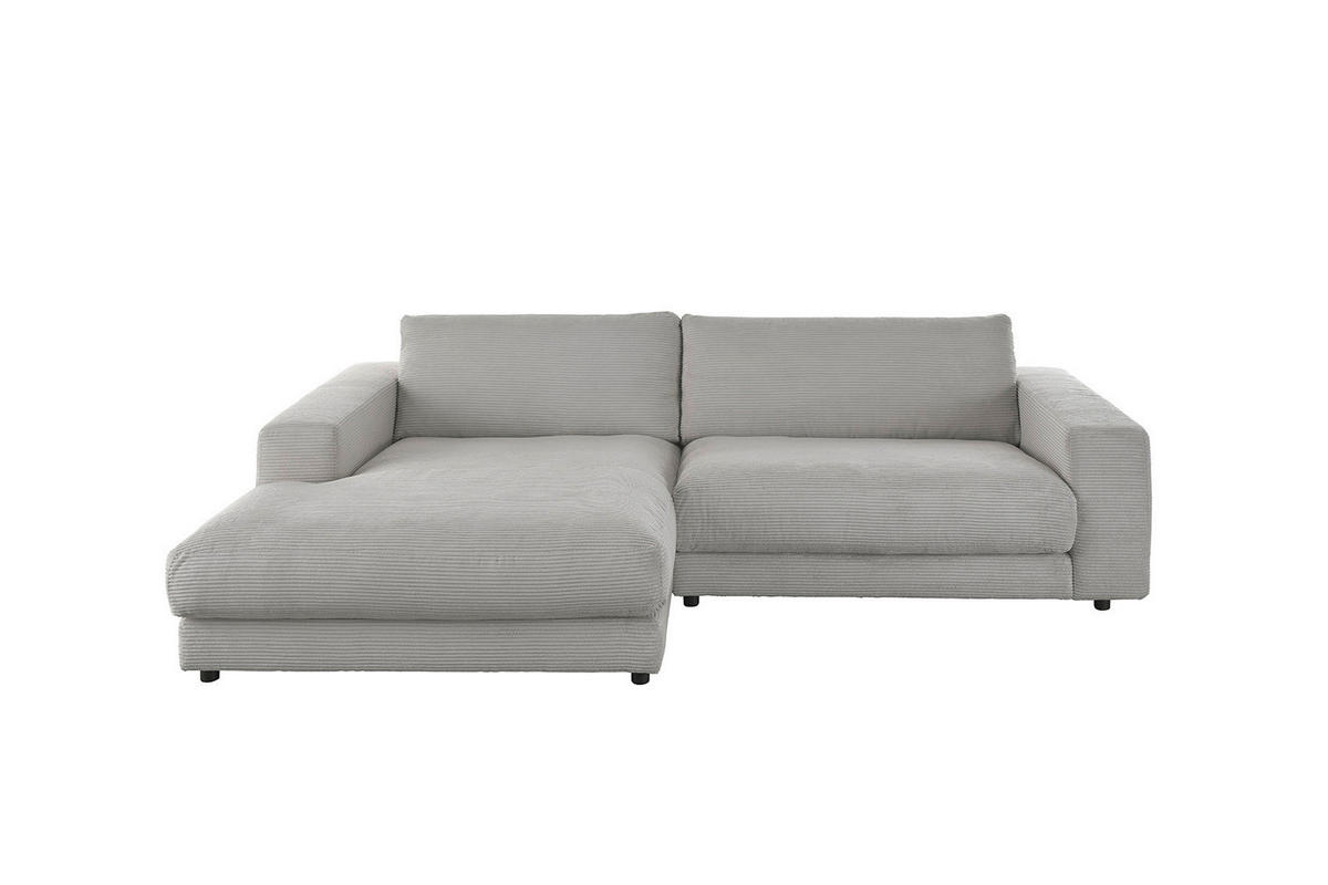 ECKSOFA MADELINE Steingrau Cord - Schwarz/Grau, Kunststoff/Textil (270/190cm) - KAWOLA